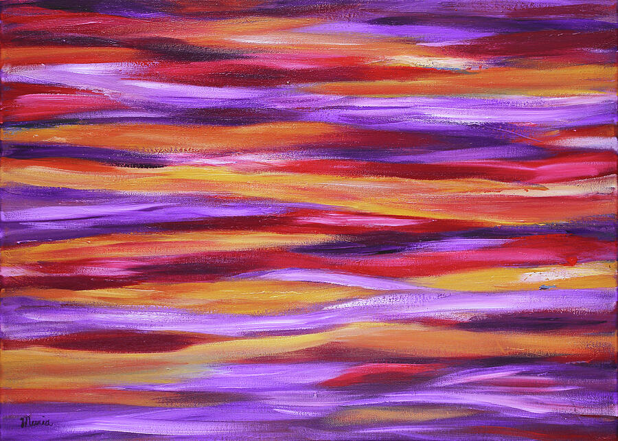 Purple Waves 2 Painting by Maria Meester