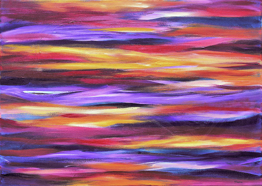 Purple Waves Painting by Maria Meester