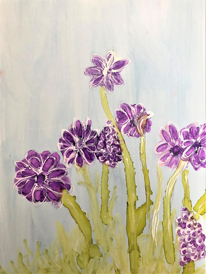 Purple Wildflowers Painting by Rachelle Stracke