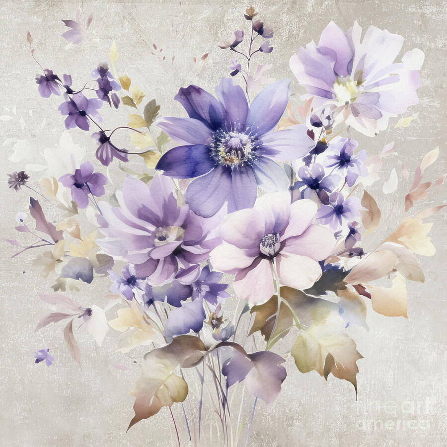 Purple Wildflowers Painting by Tina LeCour Purple Wildflowers Painting by Tina LeCour