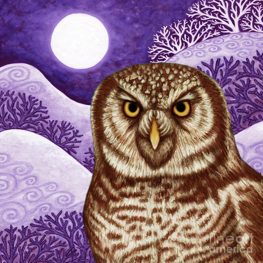 Purple Winter Moon Painting by Amy E Fraser