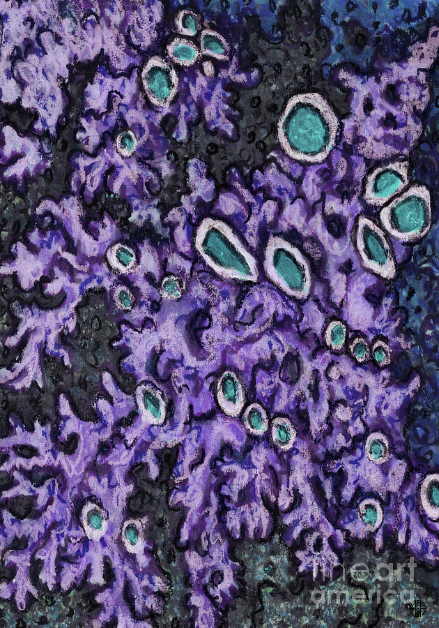 Purple Woodland Lichen  Painting by Amy E Fraser