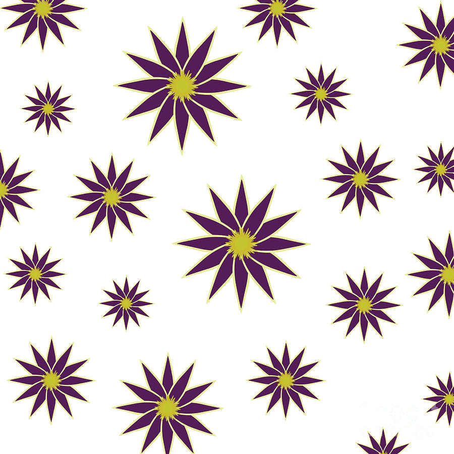 Purple Yellow Flowers, Floral Gifts,  Digital Art by David Millenheft
