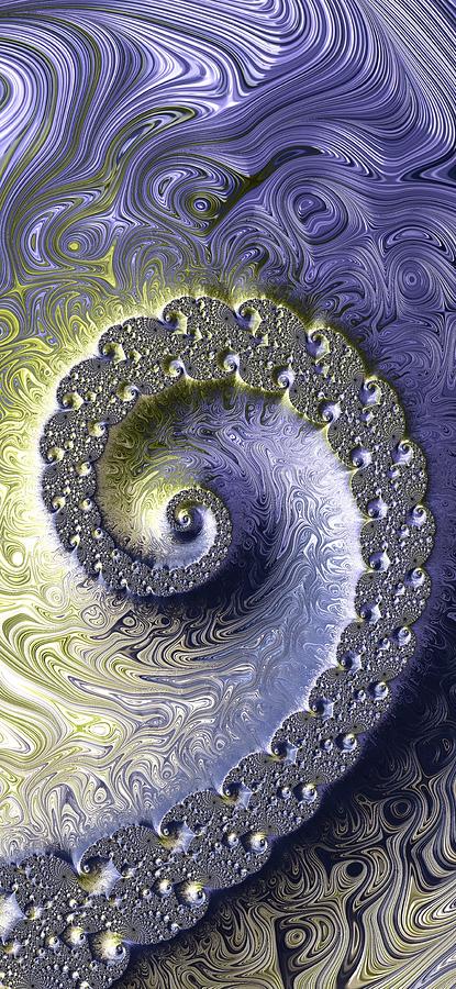 Purple Yellow Fractal Spiral 2020 Digital Art by Mo Barton