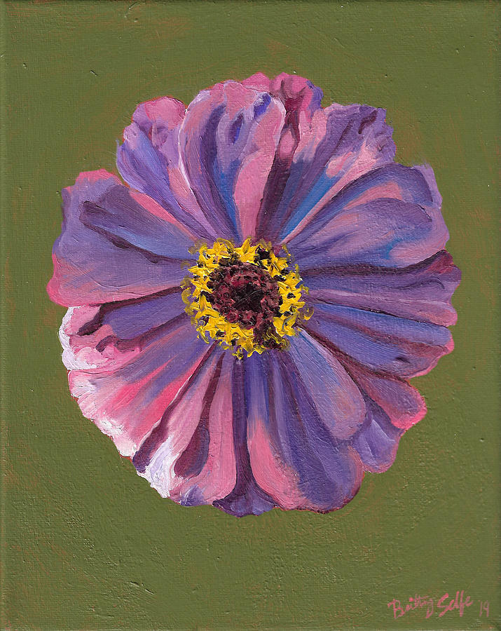 Purple Zinnia on green by Brittany Bert Selfe Purple Zinnia on green by Brittany Bert Selfe
