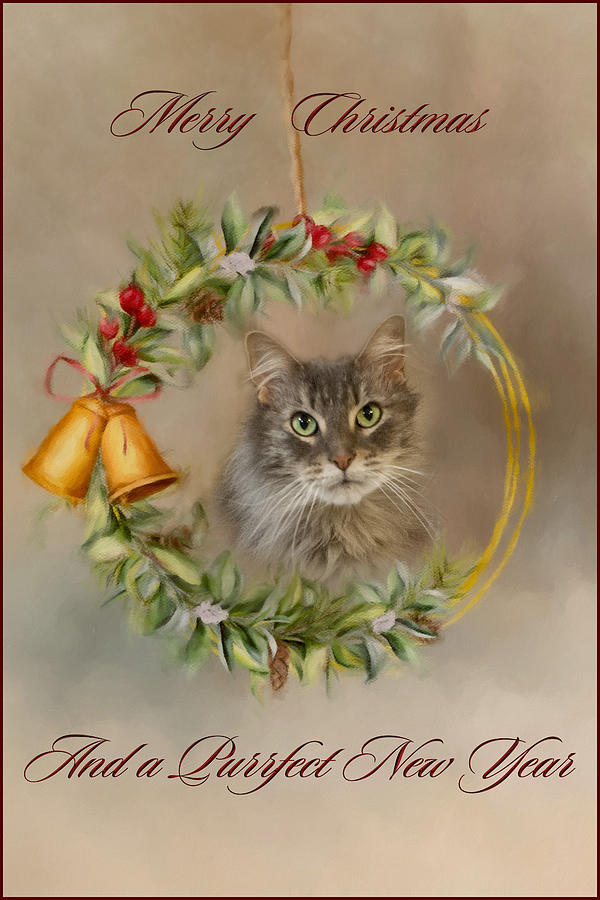 Christmas Photograph - Purrfect Christmas Greeting Card by Phyllis Taylor