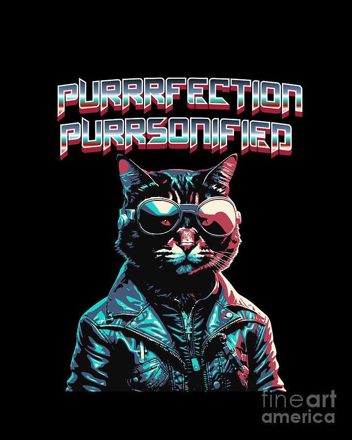 Purrrfection Purrsonified Egotistical Cyberpunk Urban Cat Digital Art by Peter Ogden