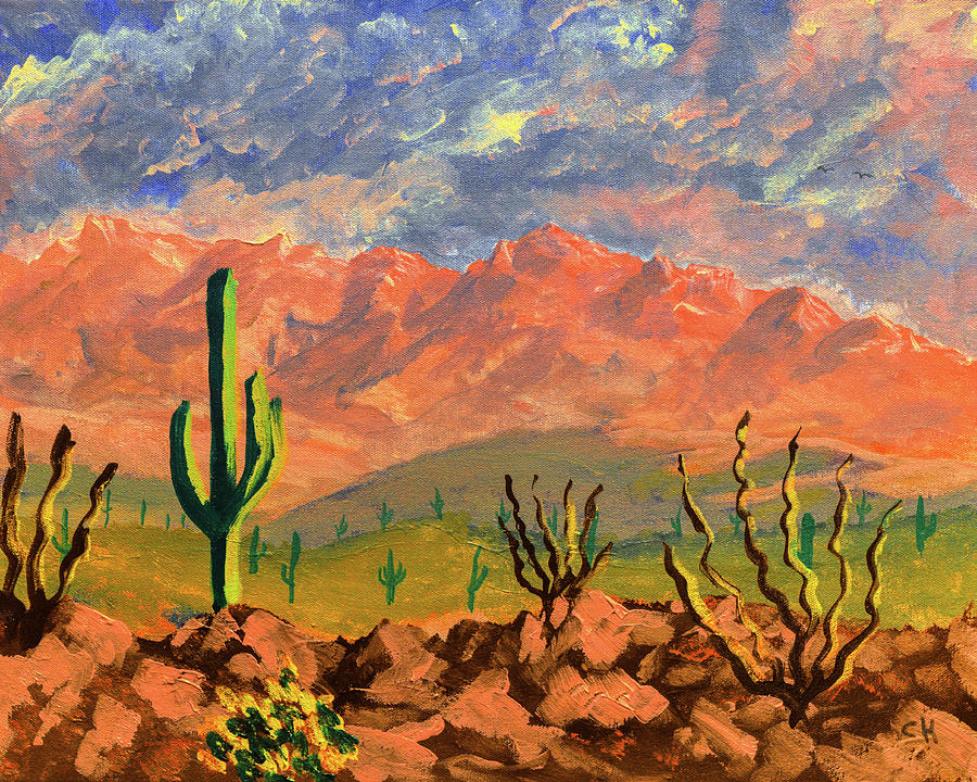 Pusch Ridge Afternoon Light, Oro Valley Painting by Chance Kafka