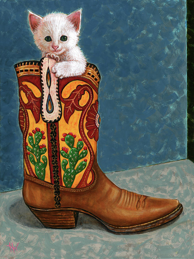 Puss en Bota Painting by Holly Wood