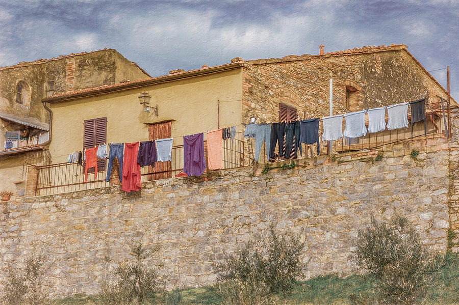 Put Out to Dry in San Gimignano, Italy Photograph by Marcy Wielfaert