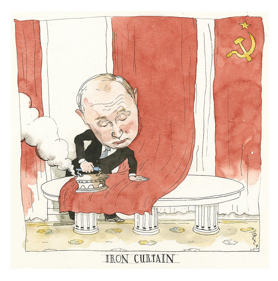 Putin Measures the Drapes Painting by Barry Blitt