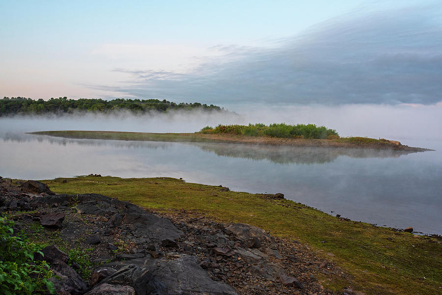 Putnamville Reservoir Danvers Massachusetts island reflection Photograph by Toby McGuire