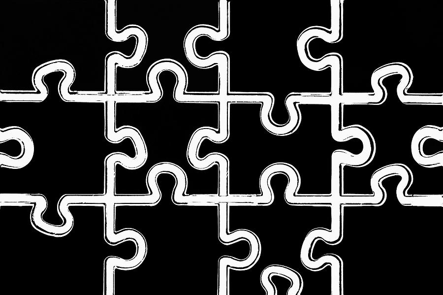 Puzzle Black And White Background Photograph by Severija Kirilovaite