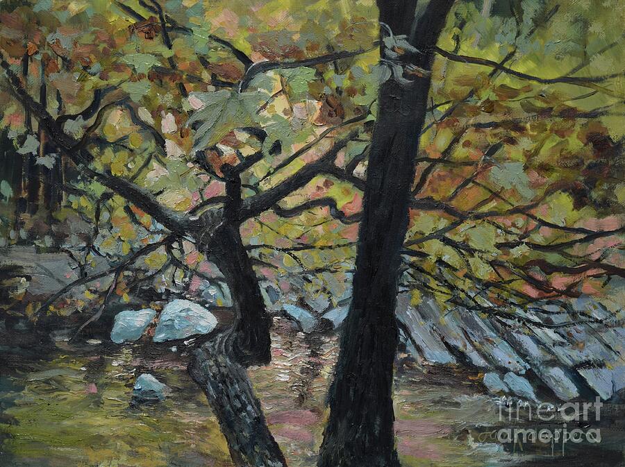 Puzzle Pieces of Holly Creek - North GA Mtns Painting by Jan Dappen Puzzle Pieces of Holly Creek - North GA Mtns Painting by Jan Dappen