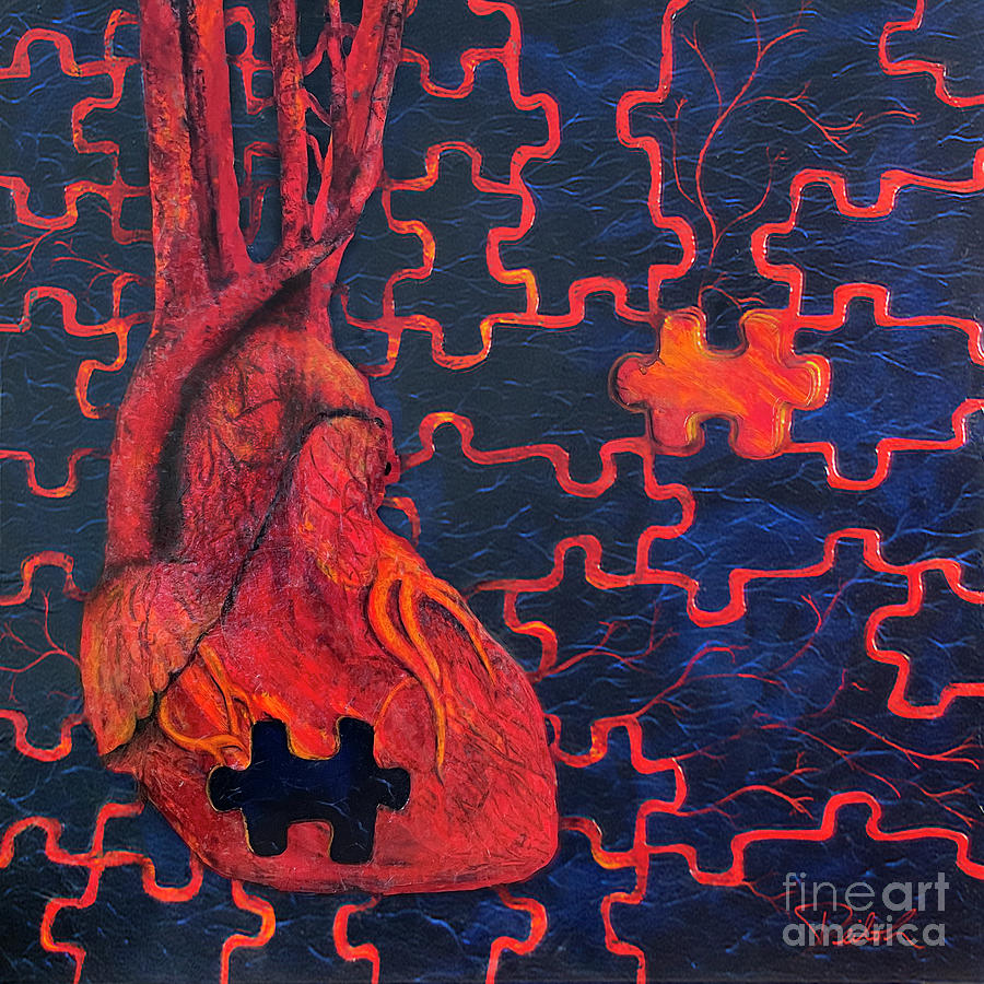 Puzzled Heart Painting by Denise Deiloh
