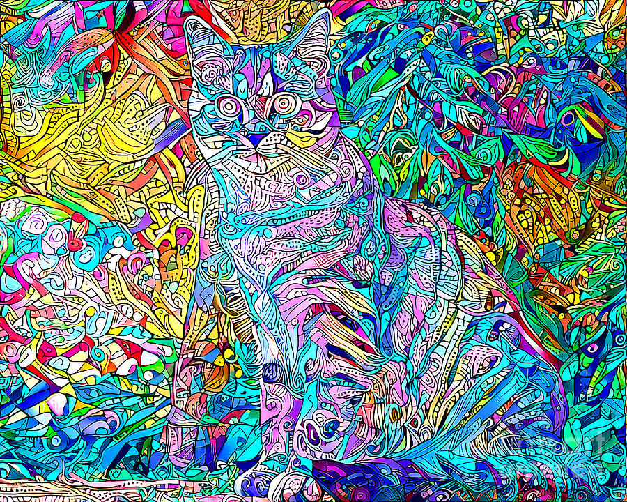 Pychedelic Cat in Contemporary Psychedelic Colors 20201120 Photograph by Wingsdomain Art and Photography
