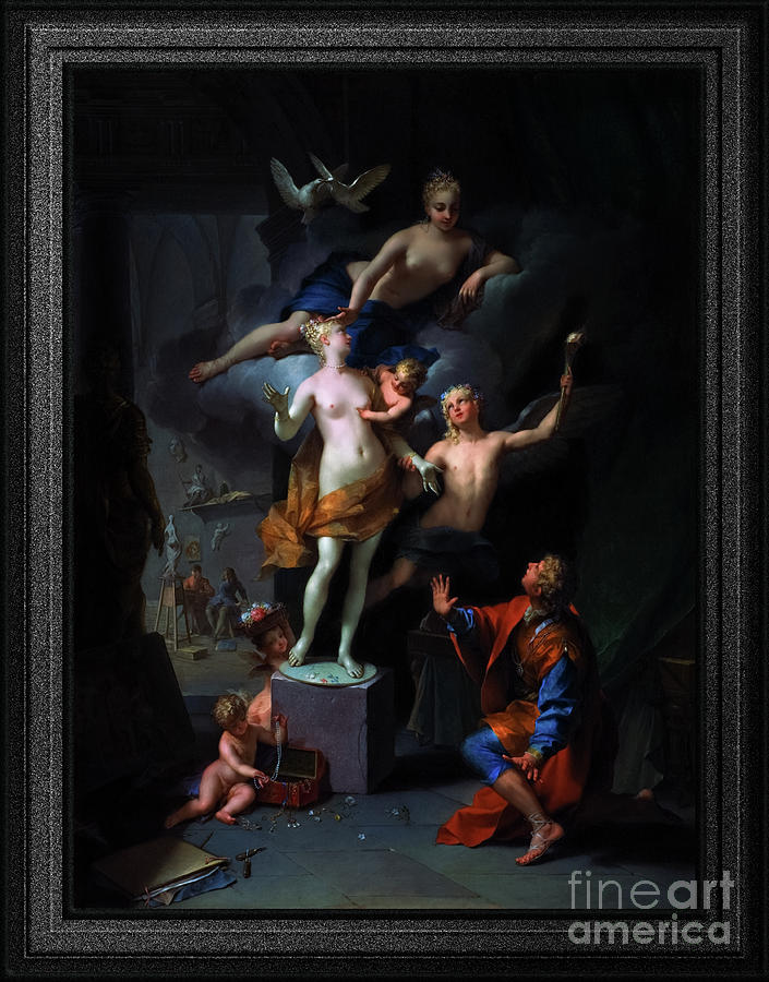 Pygmalion Adoring His Statue by Jean Raoux Classical Art Reproduction Painting by Rolando Burbon