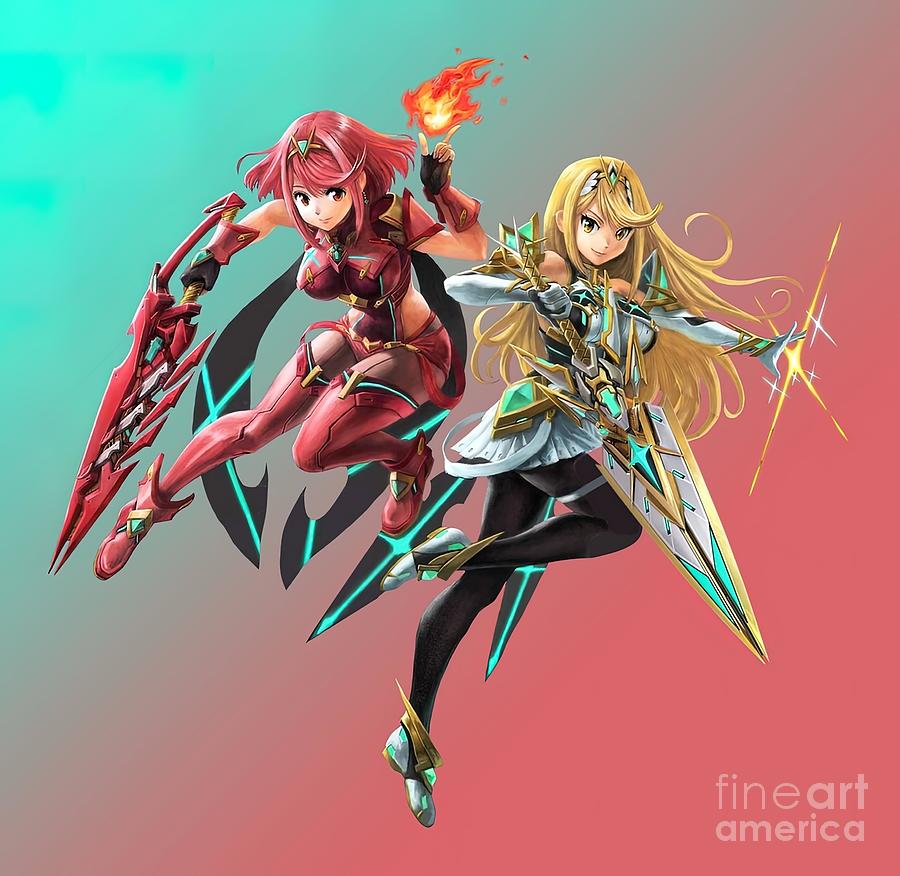 Pyra Mythra Smash Ultimate Artwork Painting by Sabrina Ray | Pixels