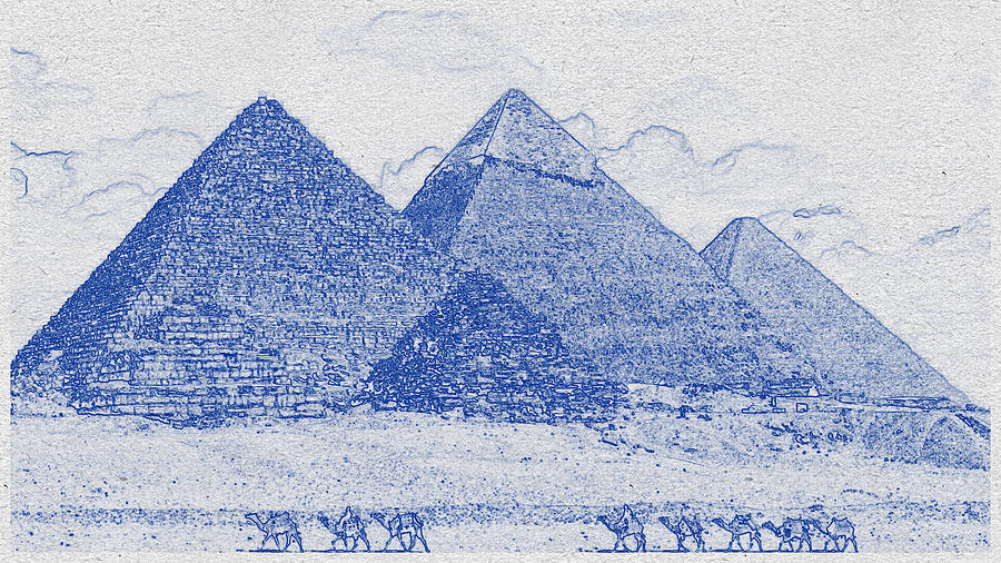  Pyramid, Camel Digital Art by Celestial Images