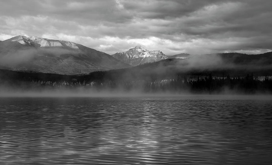 Jasper National Park Photograph - Pyramid Lake Black And White Reflection by Dan Sproul