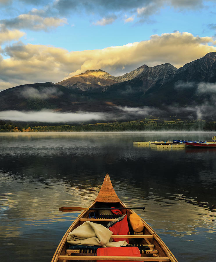 Banff National Park Photograph - Pyramid Lake Canoe by Dan Sproul