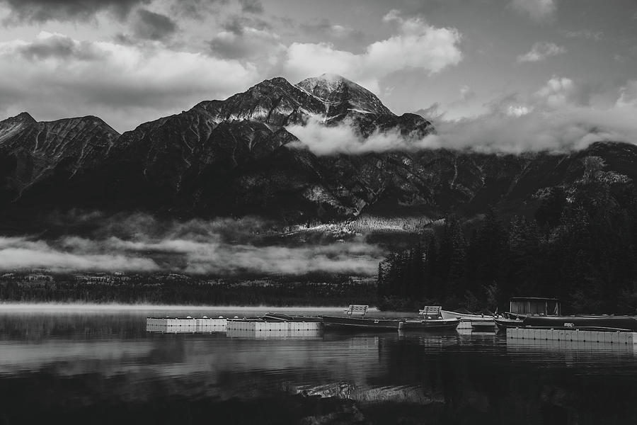 Pyramid Lake Dock Black And White Photograph by Dan Sproul
