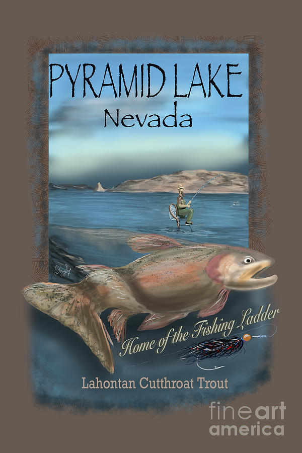 Pyramid Lake Fishing by Ladder Digital Art by Doug Gist