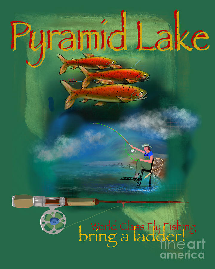 Pyramid Lake Fly Fishing Lady Fly Fisher Digital Art by Doug Gist