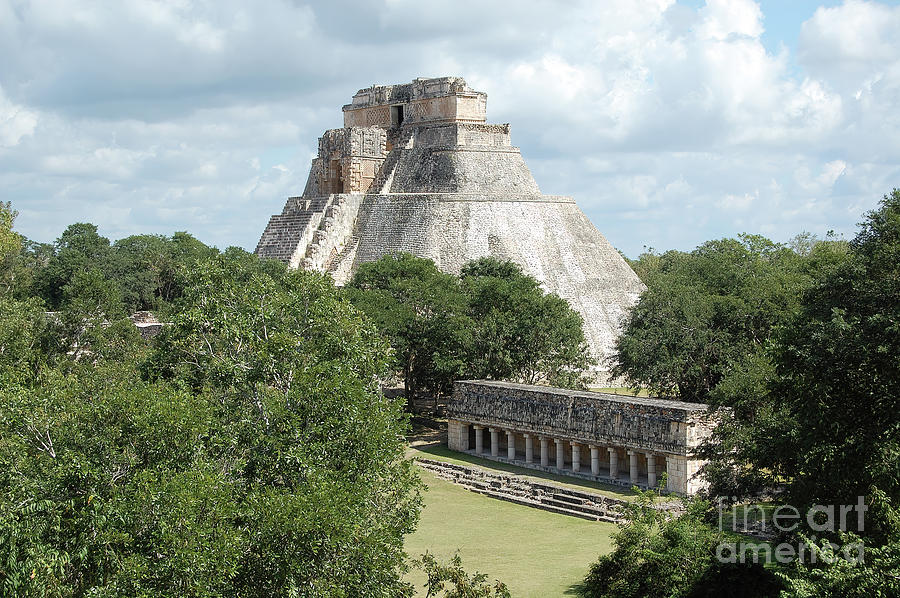 Pyramid of the Magician and Columns Group Structure at Uxmal Mexico Photograph by Shawn OBrien