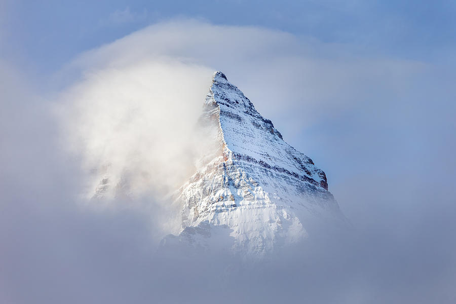 Pyramid Shaped Mount Assiniboine in the Fog Photograph by Spondylolithesis