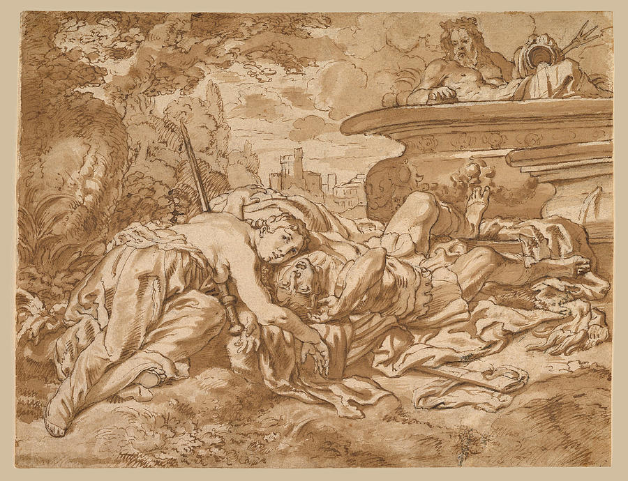 Pyramus and Thisbe Drawing by Cornelis Schut
