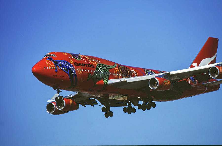 Qantas Boeing 747 at Los Angeles Photograph by Erik Simonsen