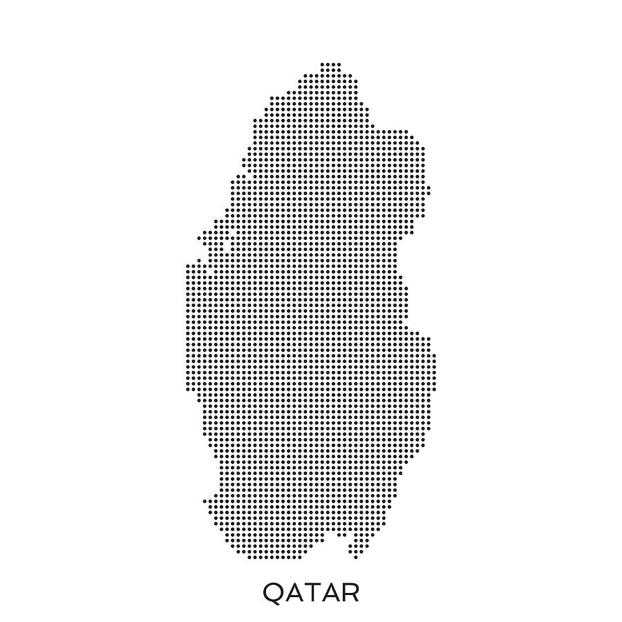 Qatar dot halftone pattern map Drawing by Mattjeacock