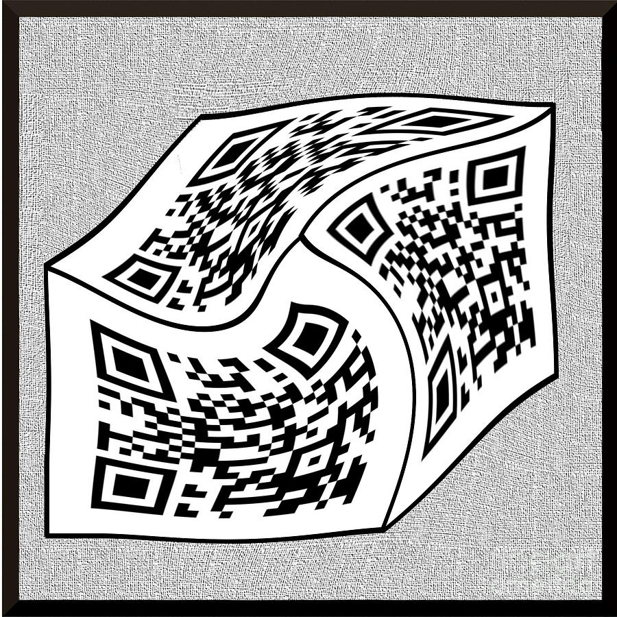 QR Code Cube Digital Art by Charles Robinson