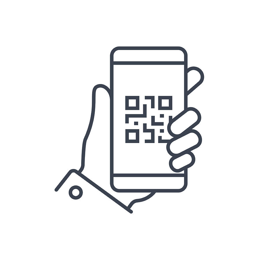 QR Code Smartphone in Hand Icon Abstract Vector. Bar code Vector Illustration Drawing by PeterPencil