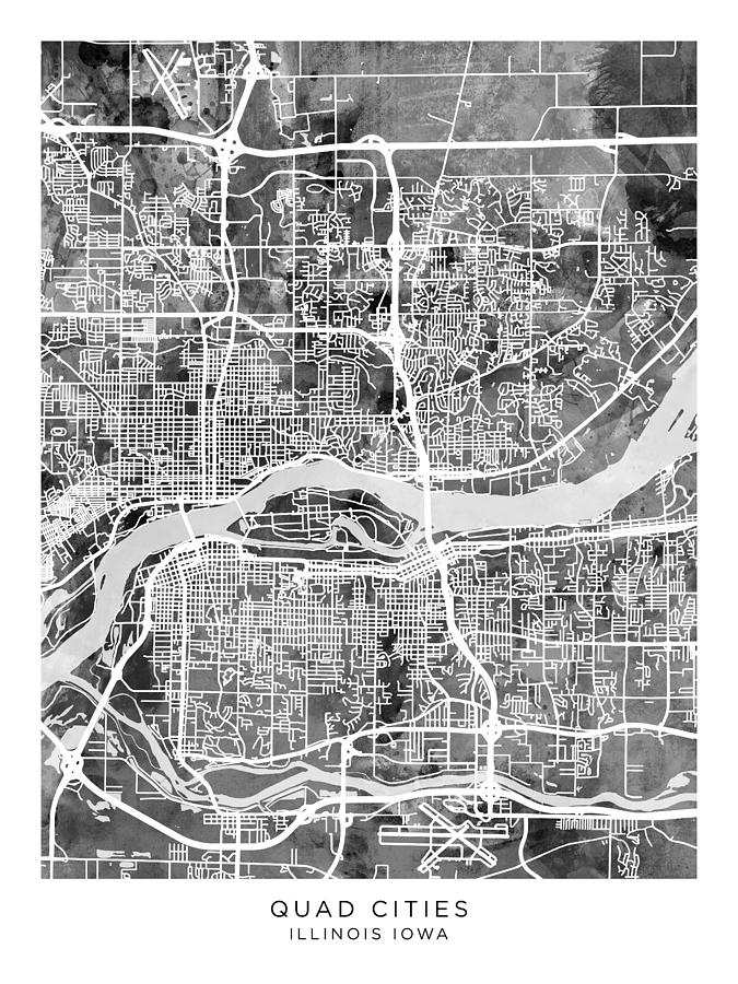 Quad Cities Street Map #10 Digital Art by Michael Tompsett