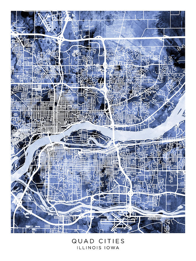 Quad Cities Street Map #11 Digital Art by Michael Tompsett