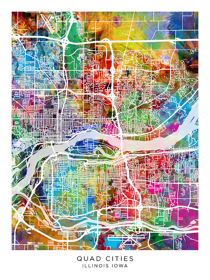 Quad Cities Street Map #85 Digital Art by Michael Tompsett