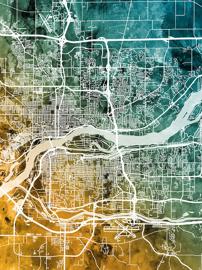 Quad Cities Street Map #91 Digital Art by Michael Tompsett