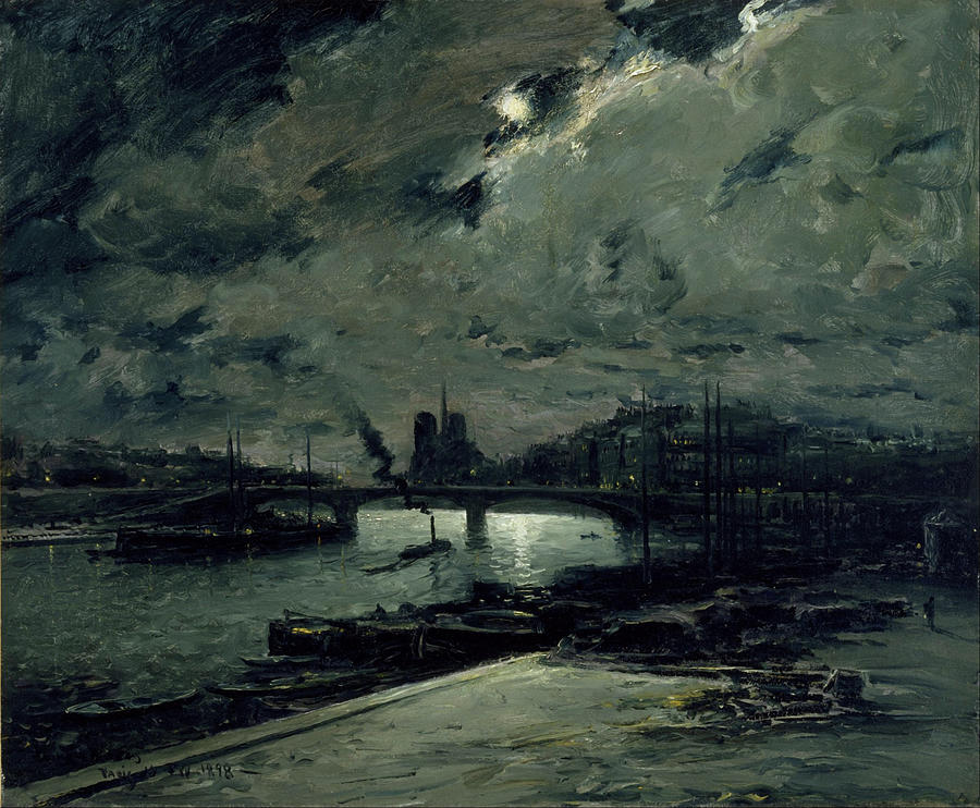 Quai de la Seine, Paris, au Clair de Lune Painting by Frank Myers Boggs