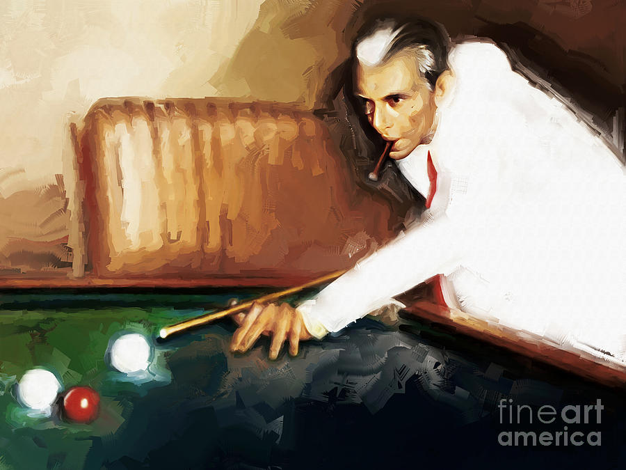 Quaid e Azam Playing Snooker Painting by Gull G