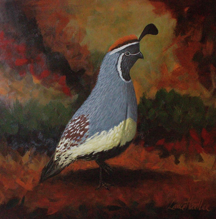 Quail Feathers Painting by Lance Headlee