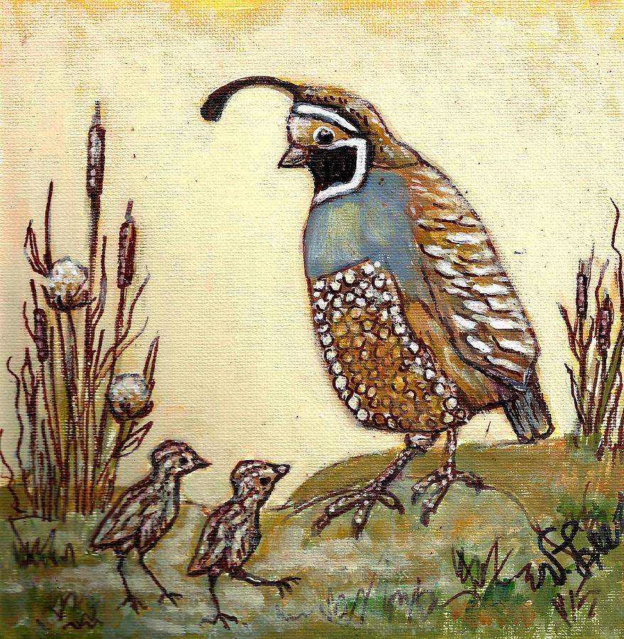 Quail and Chicks Painting by VLee Watson - Fine Art America