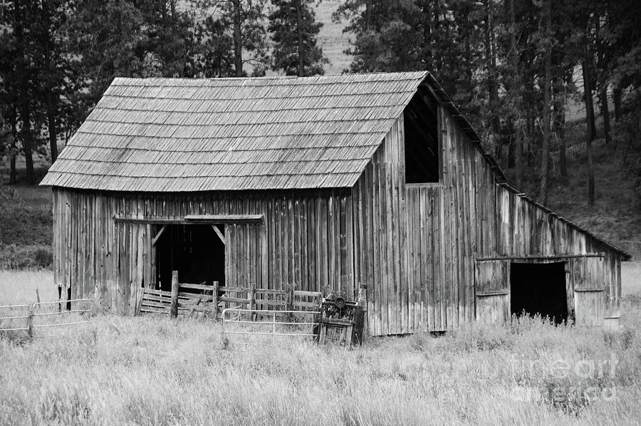 Quaint Barn In Black And White Photograph