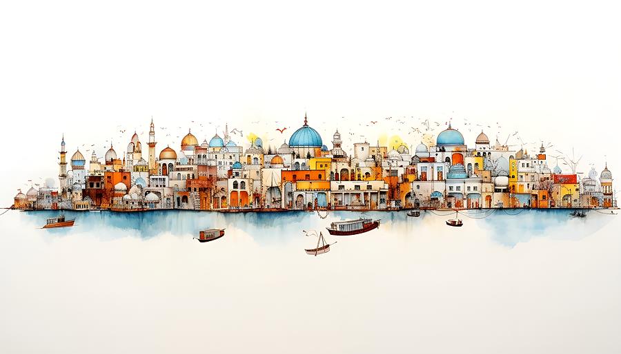 Quaint City - New Delhi Painting by Trilby Cole