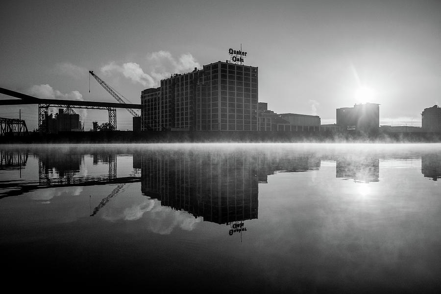 Black And White Photograph - Quaker Fog Line Reflection by Rylee Holub