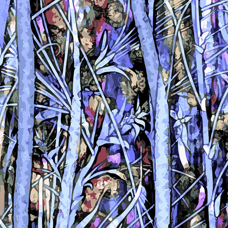 Qualias Blue Meadow Stained Glass Detail Digital Art by Russell Kightley