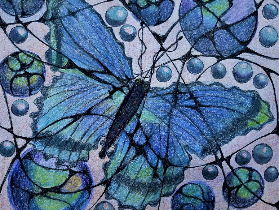 Quantum Butterfly Entangled Drawing by Angela Davies