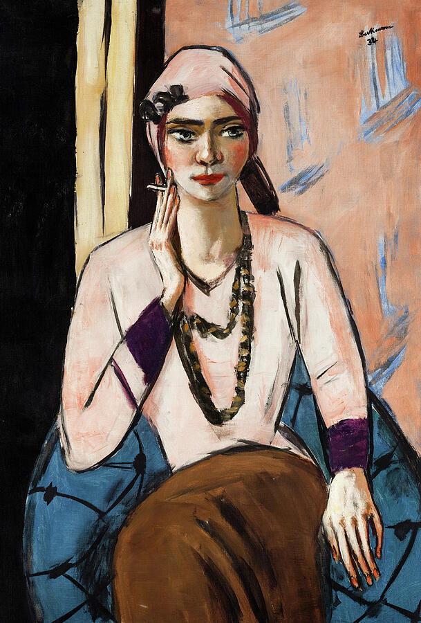 Portrait Painting - Quappi in Pink Jumper, 1932-1934 by Max Beckmann