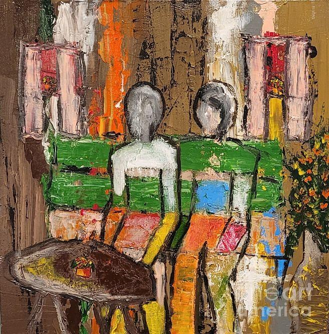The Quarantine Couple on the Couch Painting by Mark SanSouci